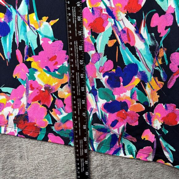 Susan Graver Liquid Knit Top Colorful Floral Asymmetrical Hem Boat Neck 2X C170 - Picture 6 of 9